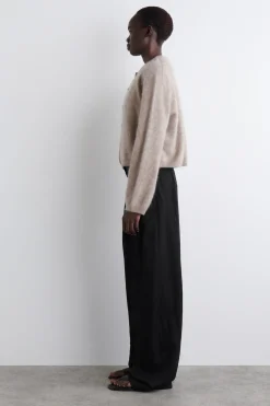 BRUSHED-CASHMERE CREW-NECK CARDIGAN