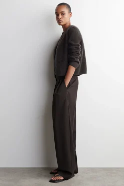 BRUSHED-CASHMERE CREW-NECK CARDIGAN