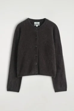 BRUSHED-CASHMERE CREW-NECK CARDIGAN