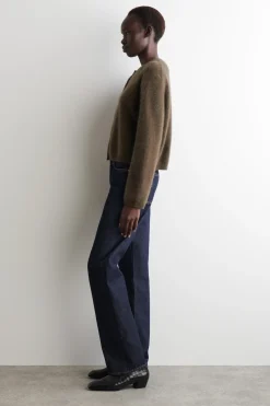 BRUSHED-CASHMERE CREW-NECK CARDIGAN