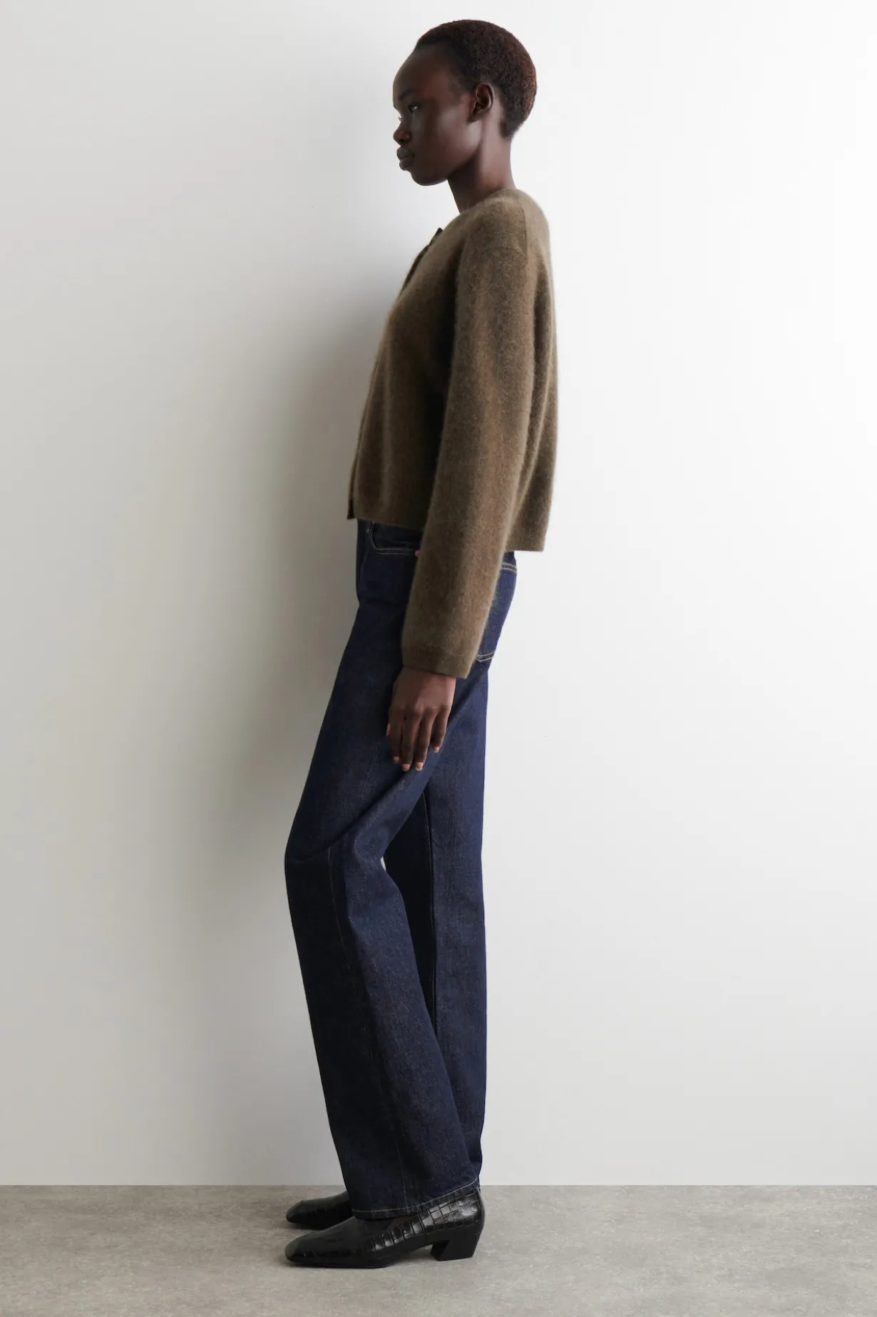 BRUSHED-CASHMERE CREW-NECK CARDIGAN