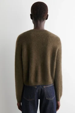 BRUSHED-CASHMERE CREW-NECK CARDIGAN