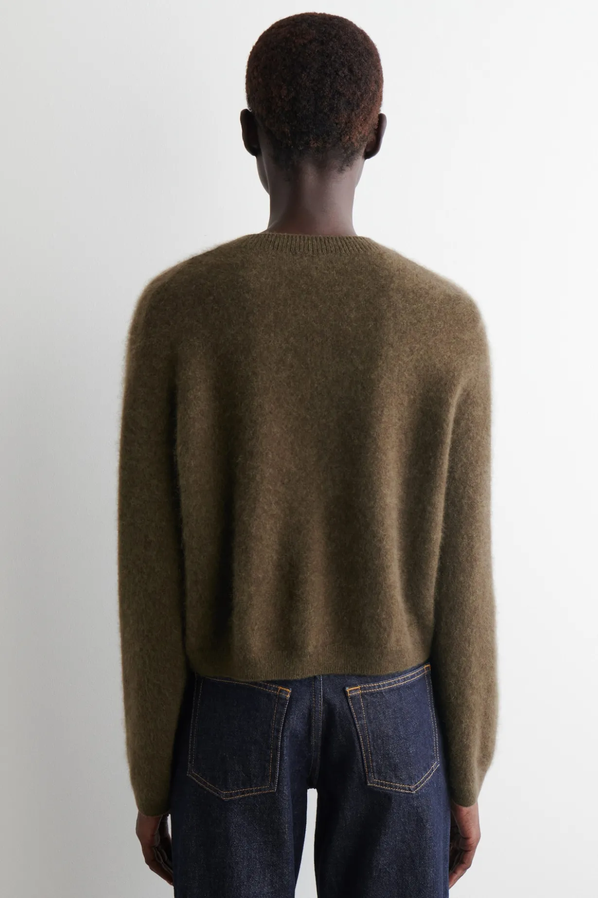 BRUSHED-CASHMERE CREW-NECK CARDIGAN