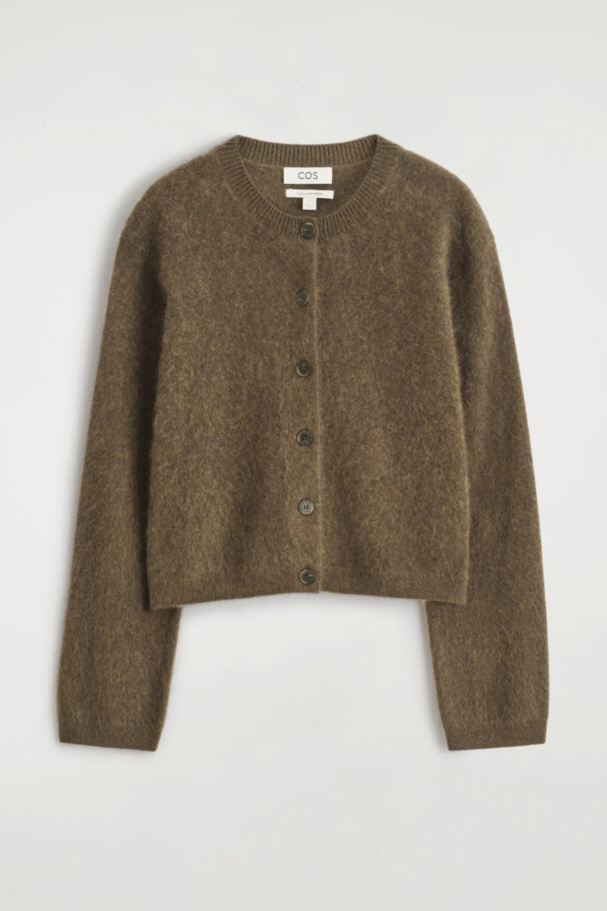 BRUSHED-CASHMERE CREW-NECK CARDIGAN