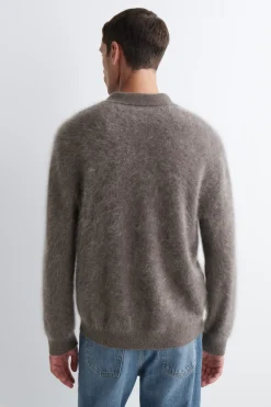 BRUSHED-CASHMERE POLO SWEATER