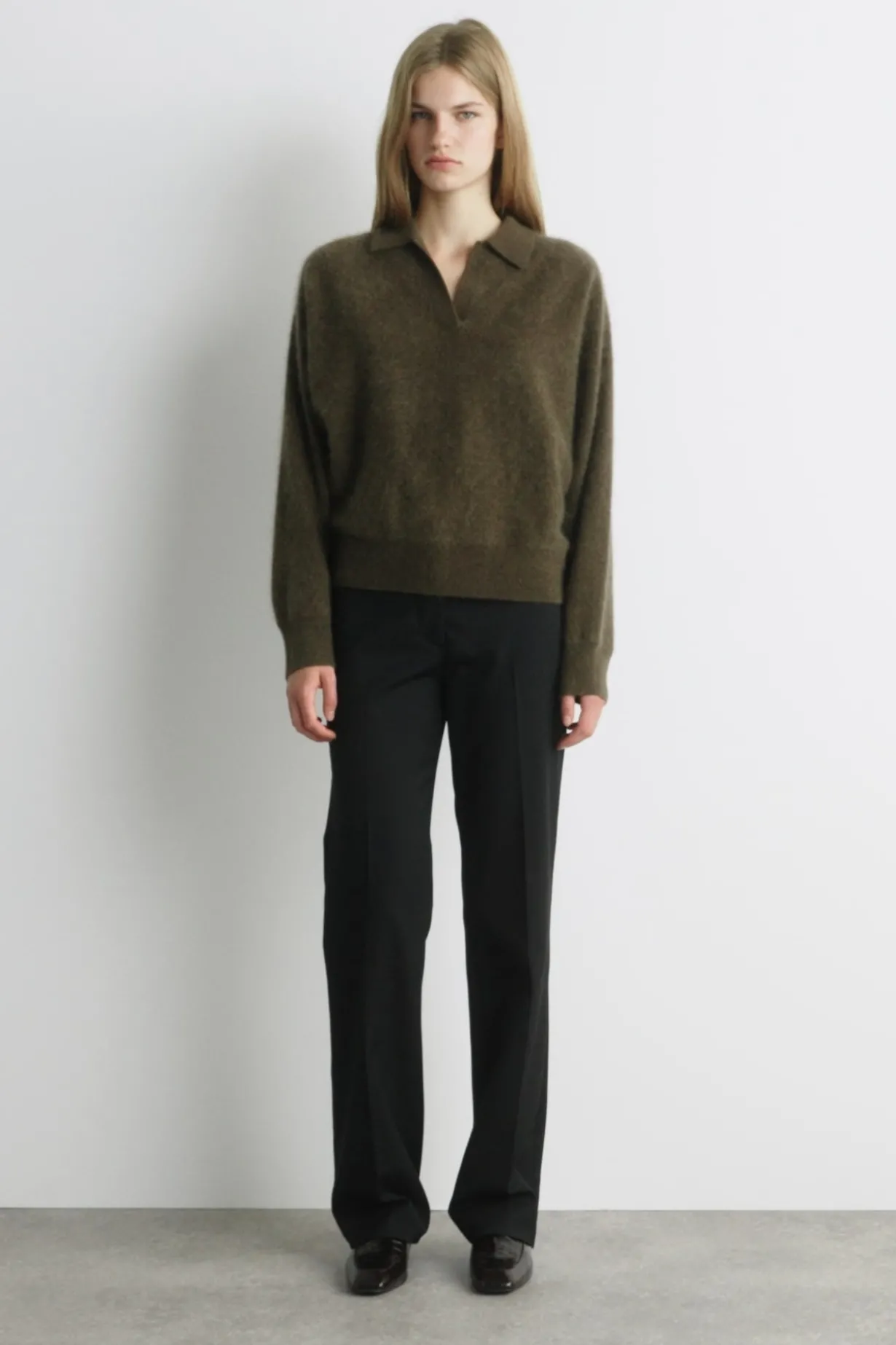 BRUSHED-CASHMERE POLO SWEATER