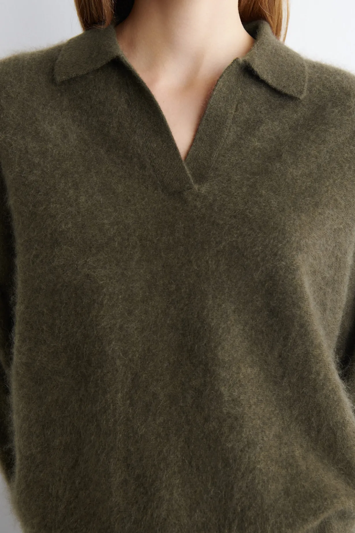 BRUSHED-CASHMERE POLO SWEATER