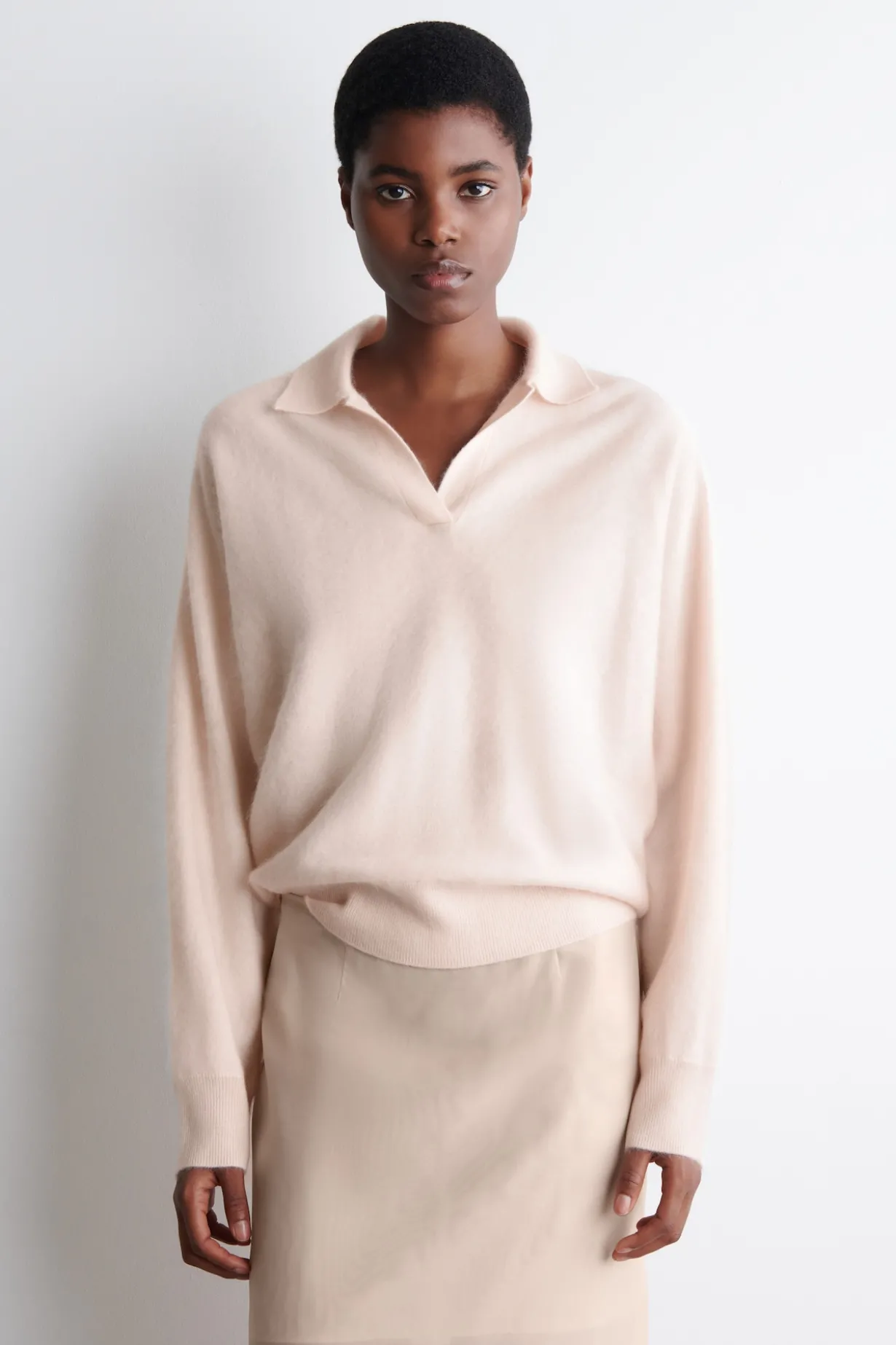 BRUSHED-CASHMERE POLO SWEATER