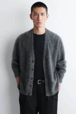 BRUSHED-CASHMERE V-NECK CARDIGAN