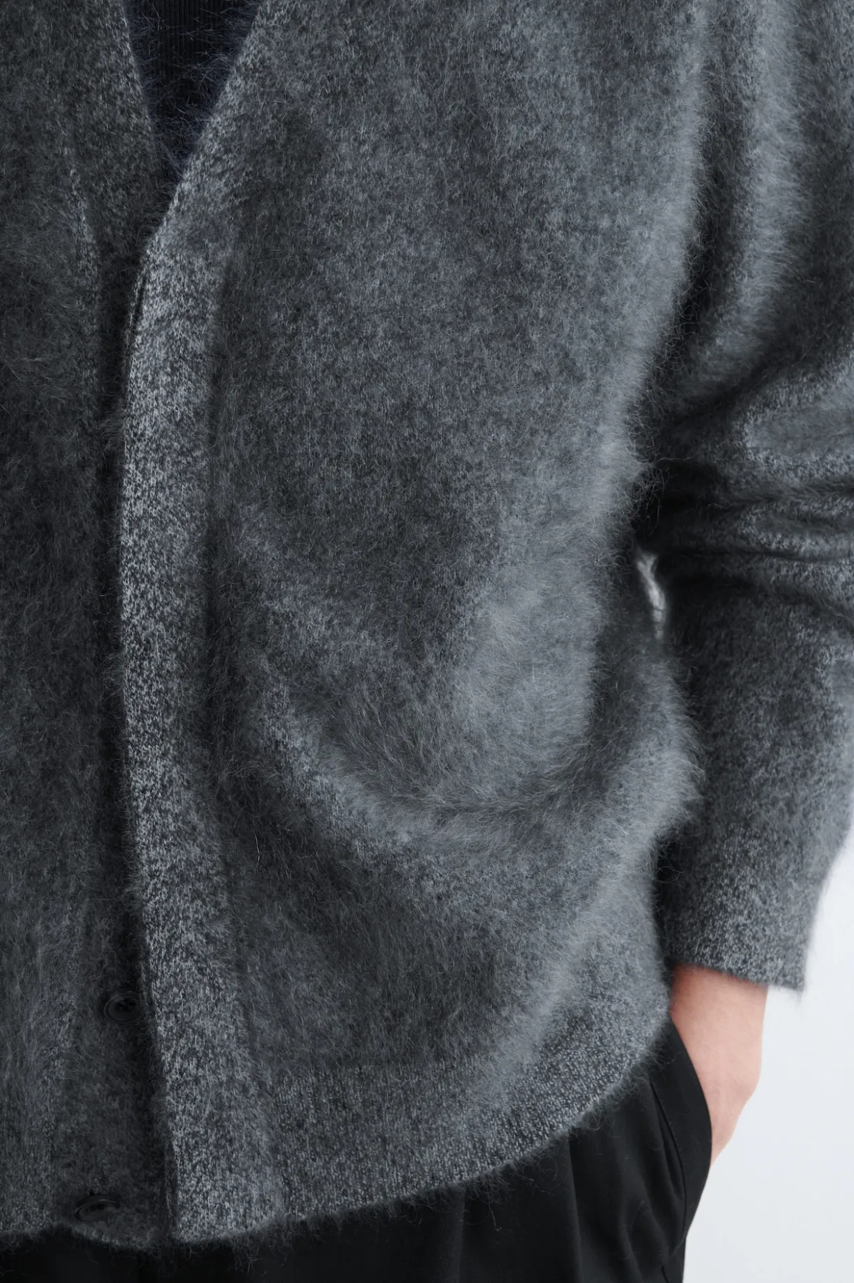 BRUSHED-CASHMERE V-NECK CARDIGAN