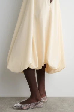 BUBBLE-HEM MIDI DRESS