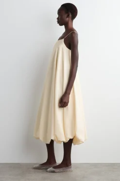 BUBBLE-HEM MIDI DRESS