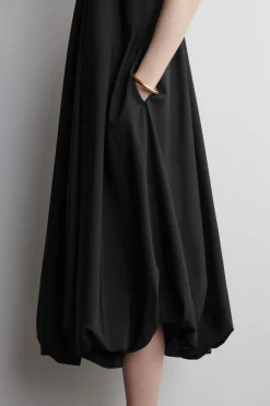 BUBBLE-HEM MIDI DRESS
