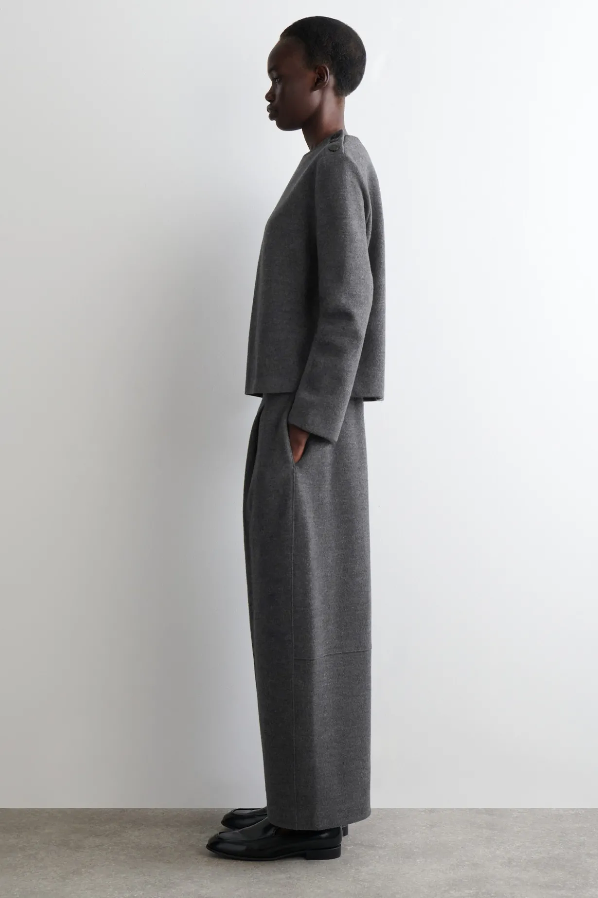 BUTTON-DETAIL BOILED-WOOL SWEATSHIRT