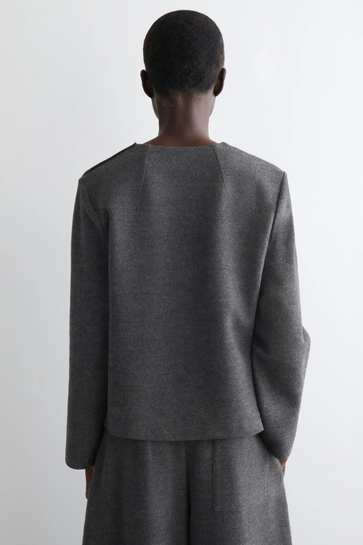 BUTTON-DETAIL BOILED-WOOL SWEATSHIRT