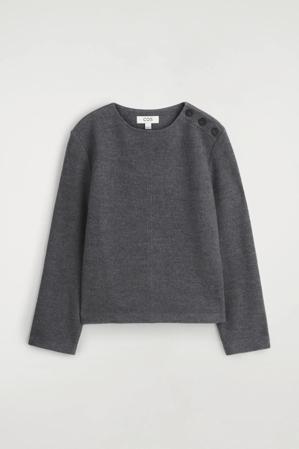 BUTTON-DETAIL BOILED-WOOL SWEATSHIRT