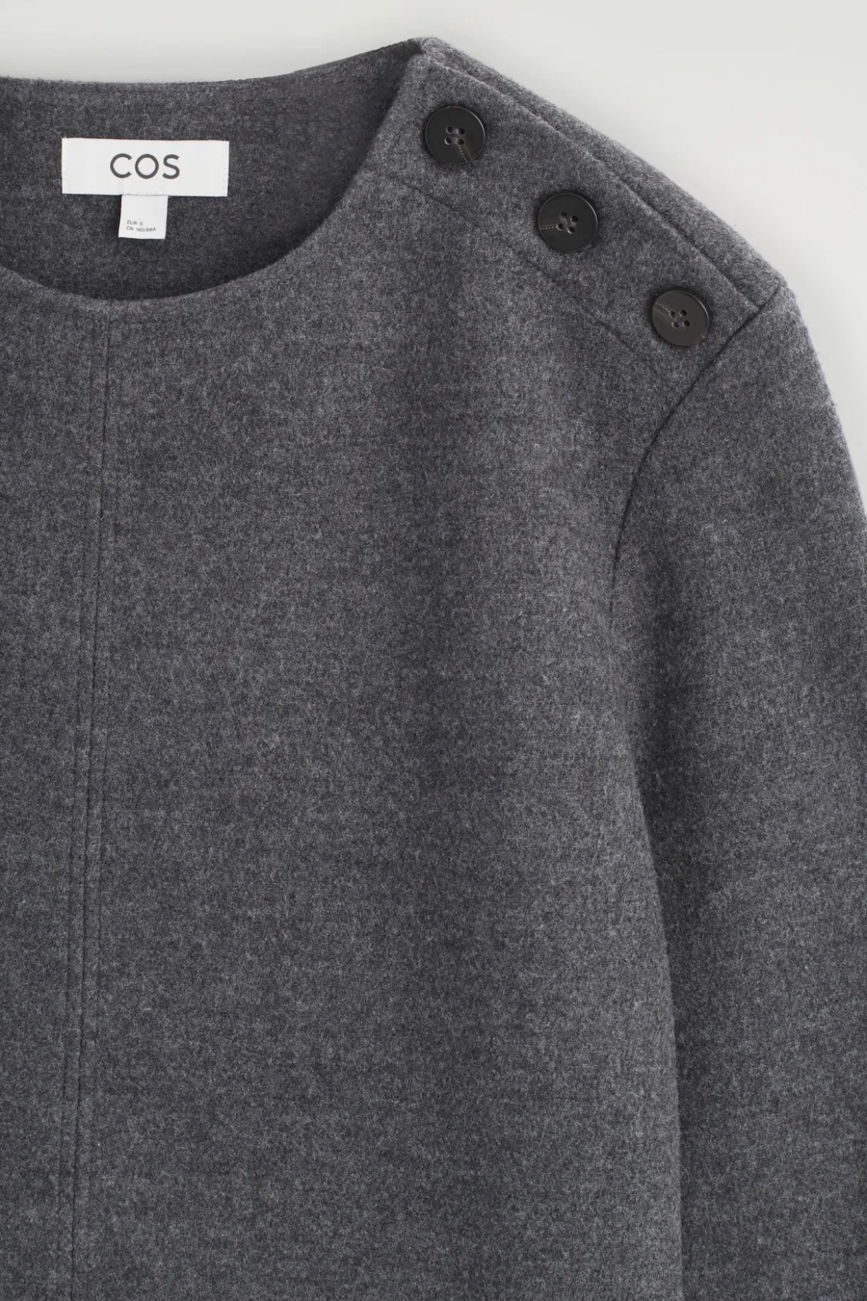 BUTTON-DETAIL BOILED-WOOL SWEATSHIRT