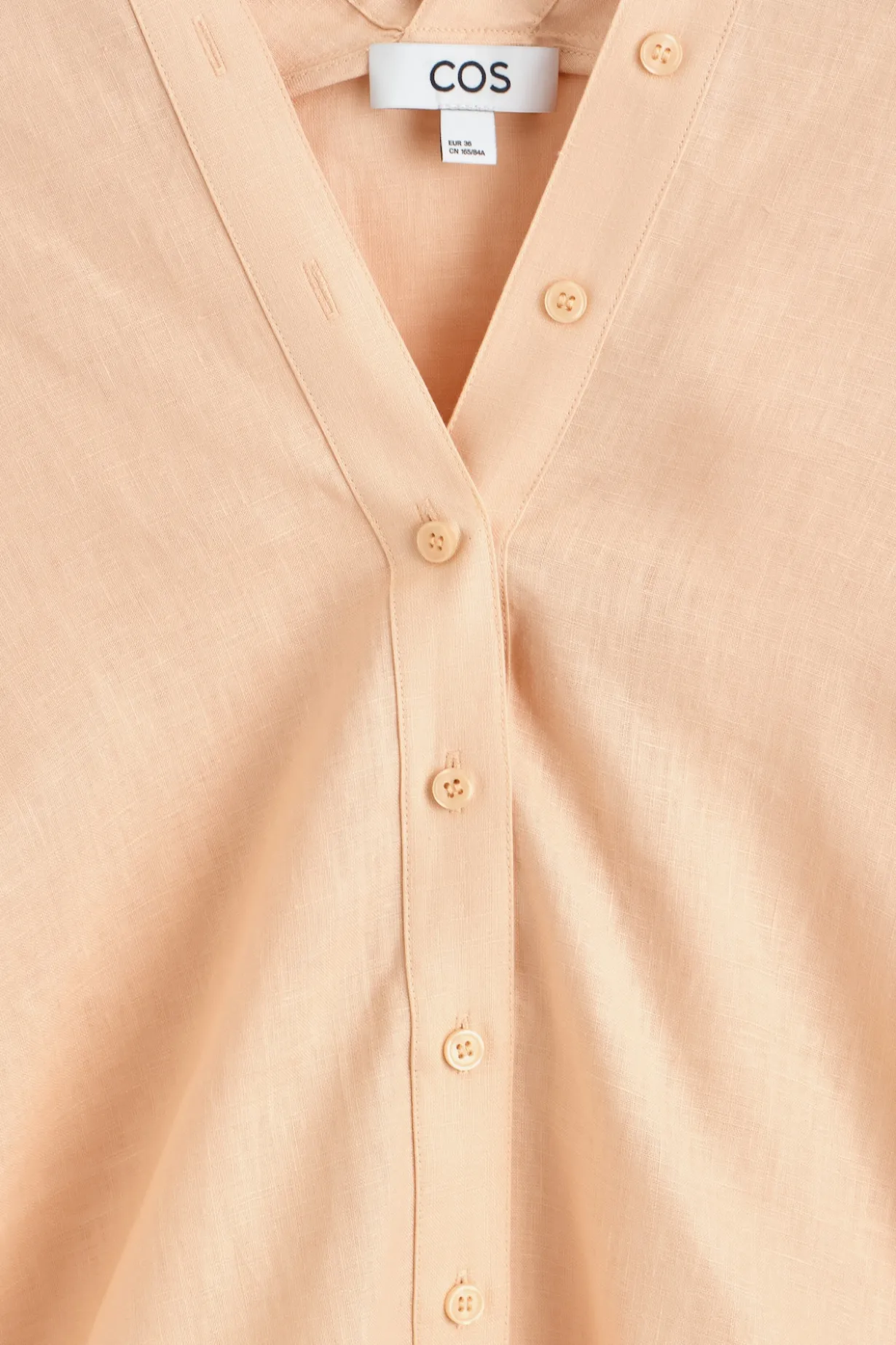 BUTTON-DETAIL LINEN V-NECK SHIRT