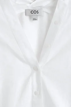 BUTTON-DETAIL LINEN V-NECK SHIRT
