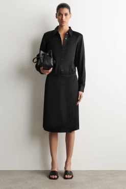 BUTTON-DOWN COLLAR SATIN SHIRT