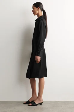 BUTTON-DOWN COLLAR SATIN SHIRT