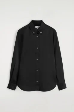 BUTTON-DOWN COLLAR SATIN SHIRT