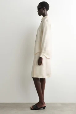BUTTON-DOWN COLLAR SATIN SHIRT