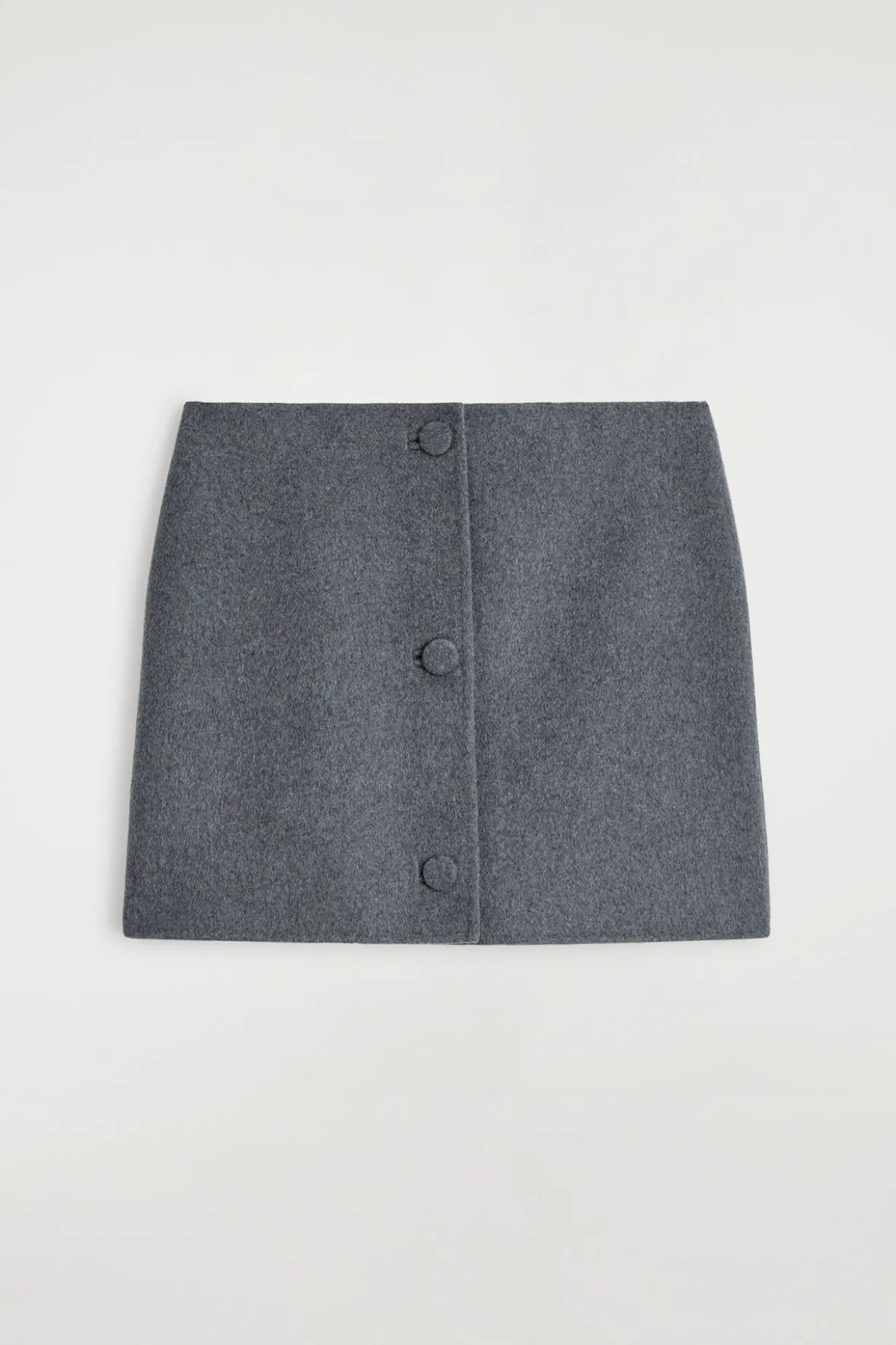 BUTTONED DOUBLE-FACED WOOL MINI SKIRT