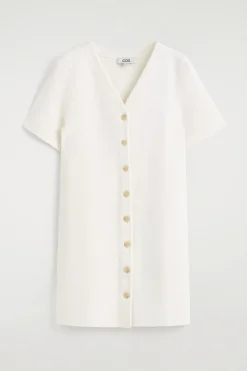BUTTONED MILANO-KNIT MINI DRESS