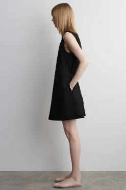 BUTTONED PIMA COTTON MINI DRESS