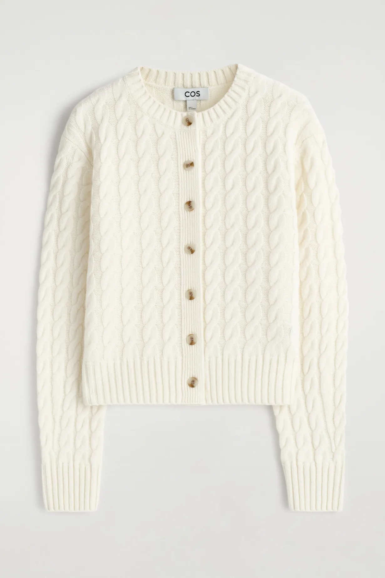 CABLE-KNIT MERINO WOOL CARDIGAN