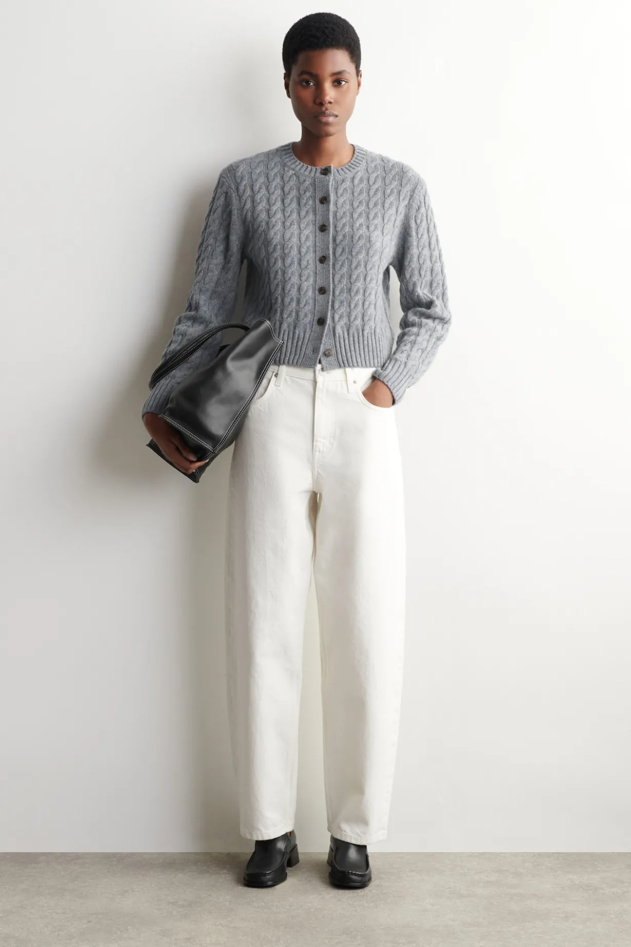 CABLE-KNIT MERINO WOOL CARDIGAN