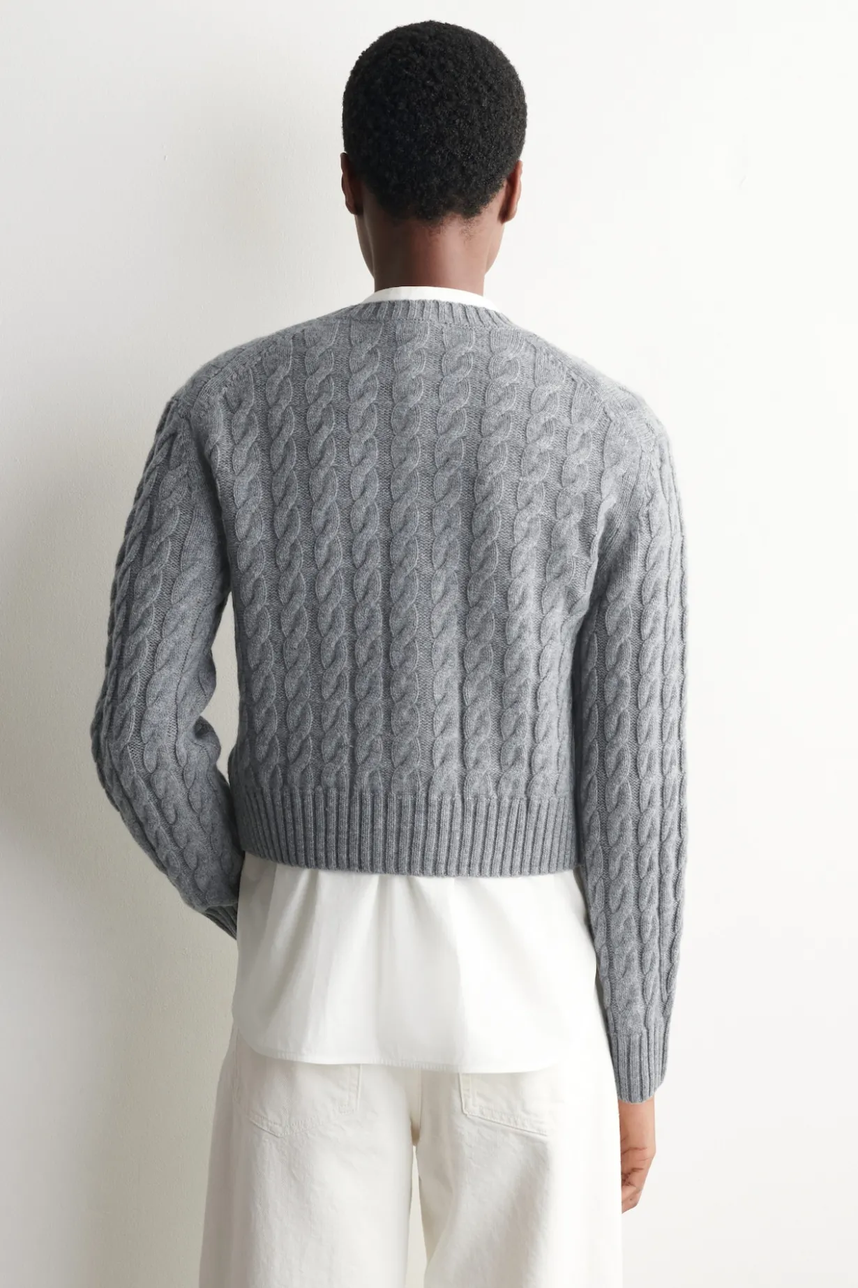 CABLE-KNIT MERINO WOOL CARDIGAN