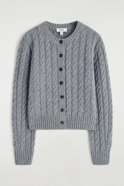 CABLE-KNIT MERINO WOOL CARDIGAN