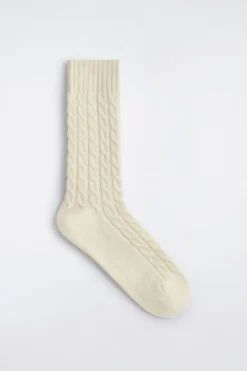CABLE-KNIT WOOL SOCKS