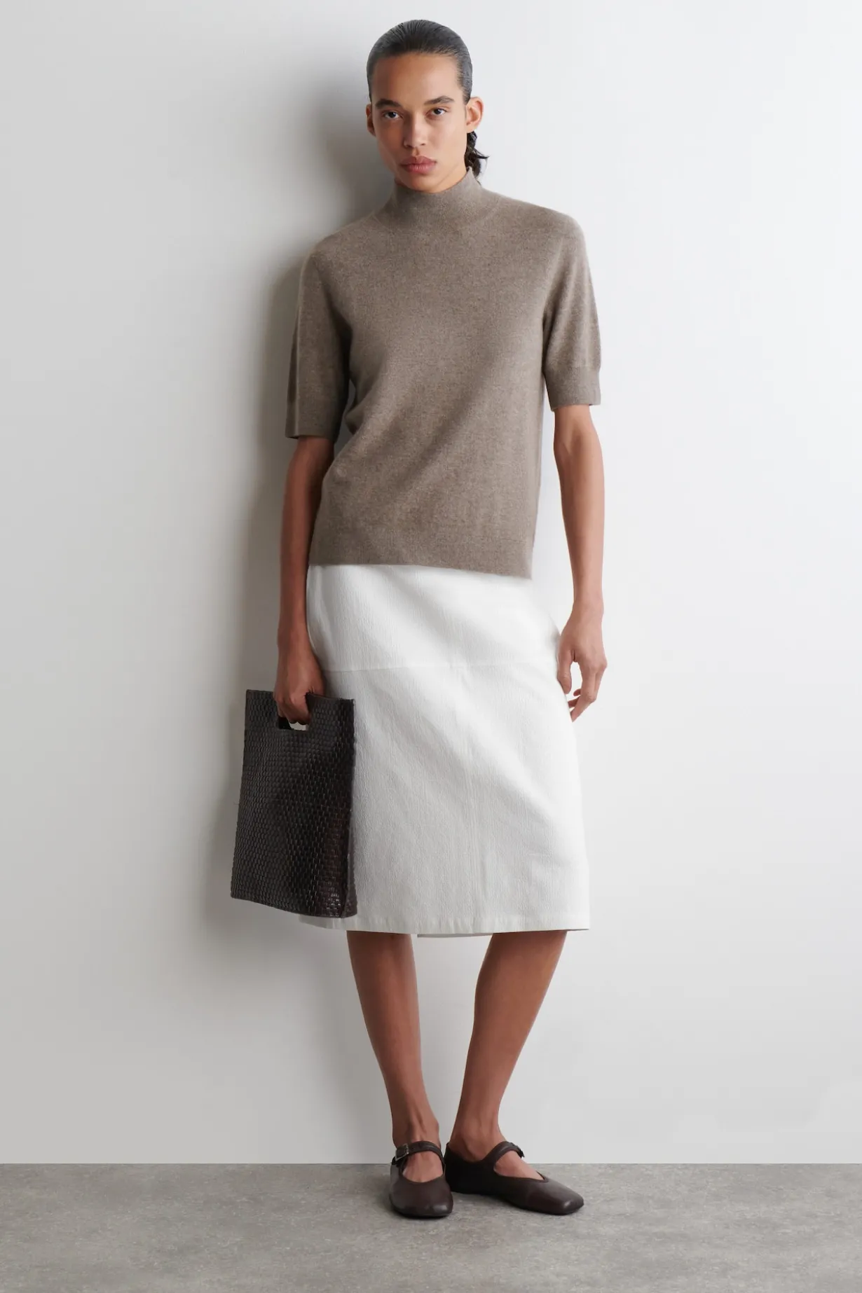CASHMERE MOCK-NECK T-SHIRT