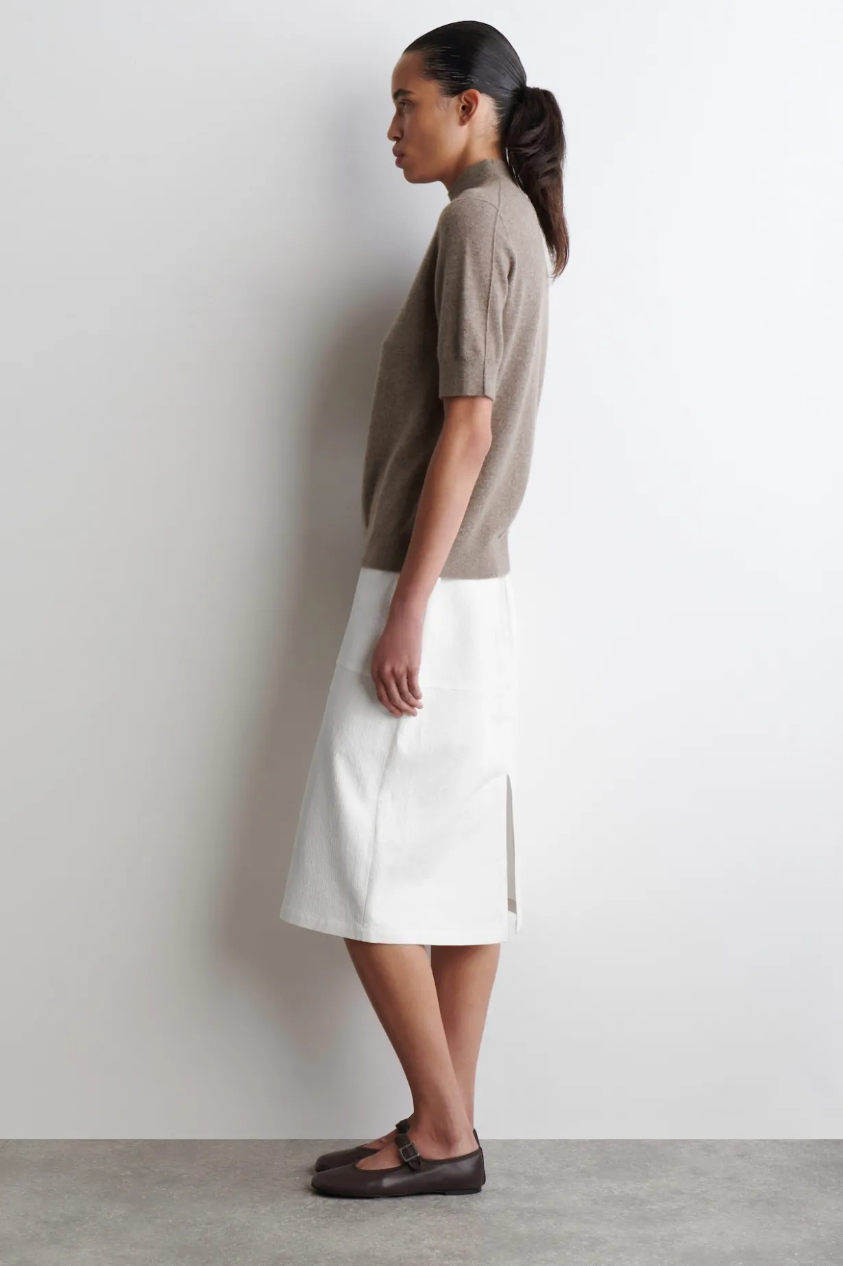 CASHMERE MOCK-NECK T-SHIRT