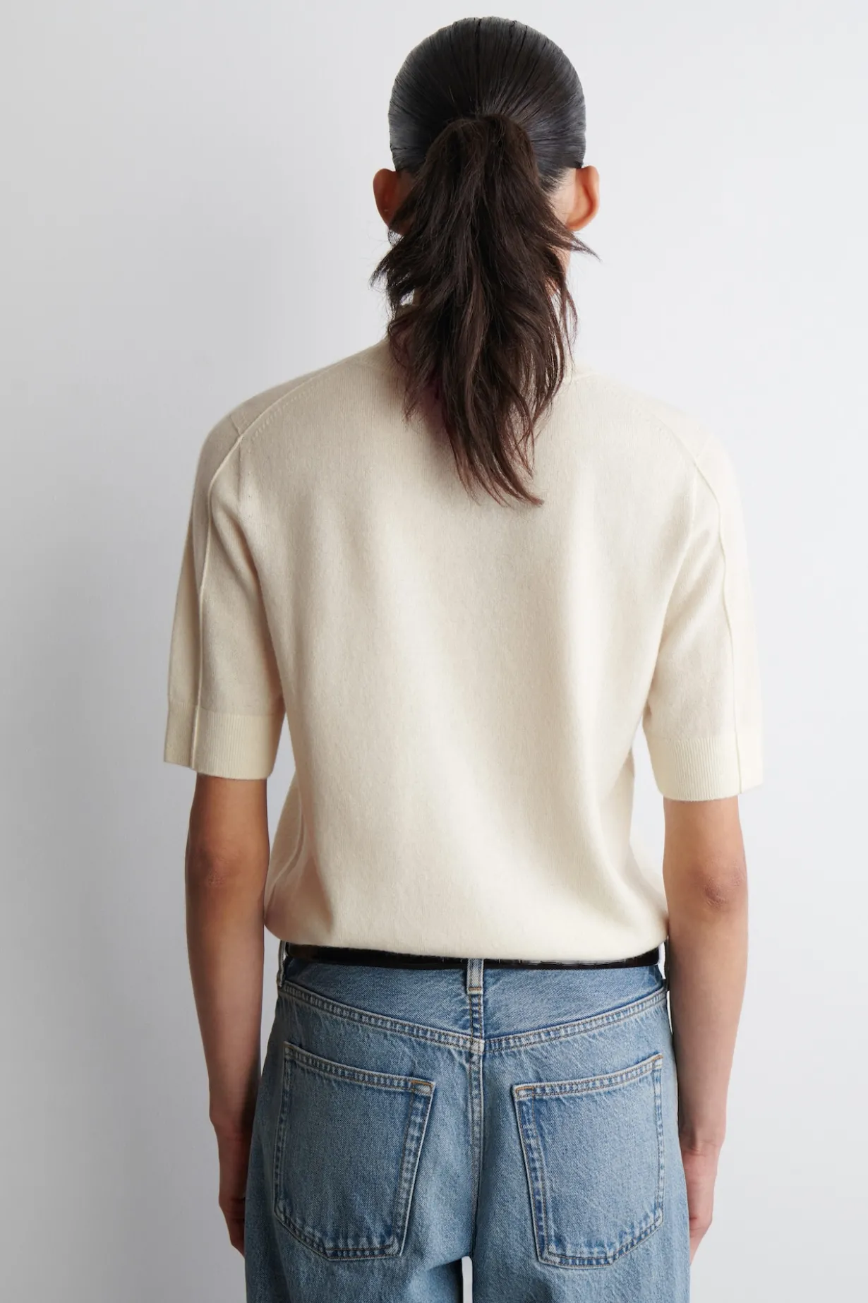 CASHMERE MOCK-NECK T-SHIRT