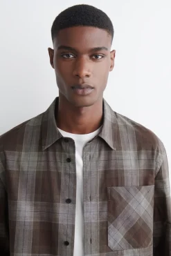 CHECKED BRUSHED-COTTON SHIRT