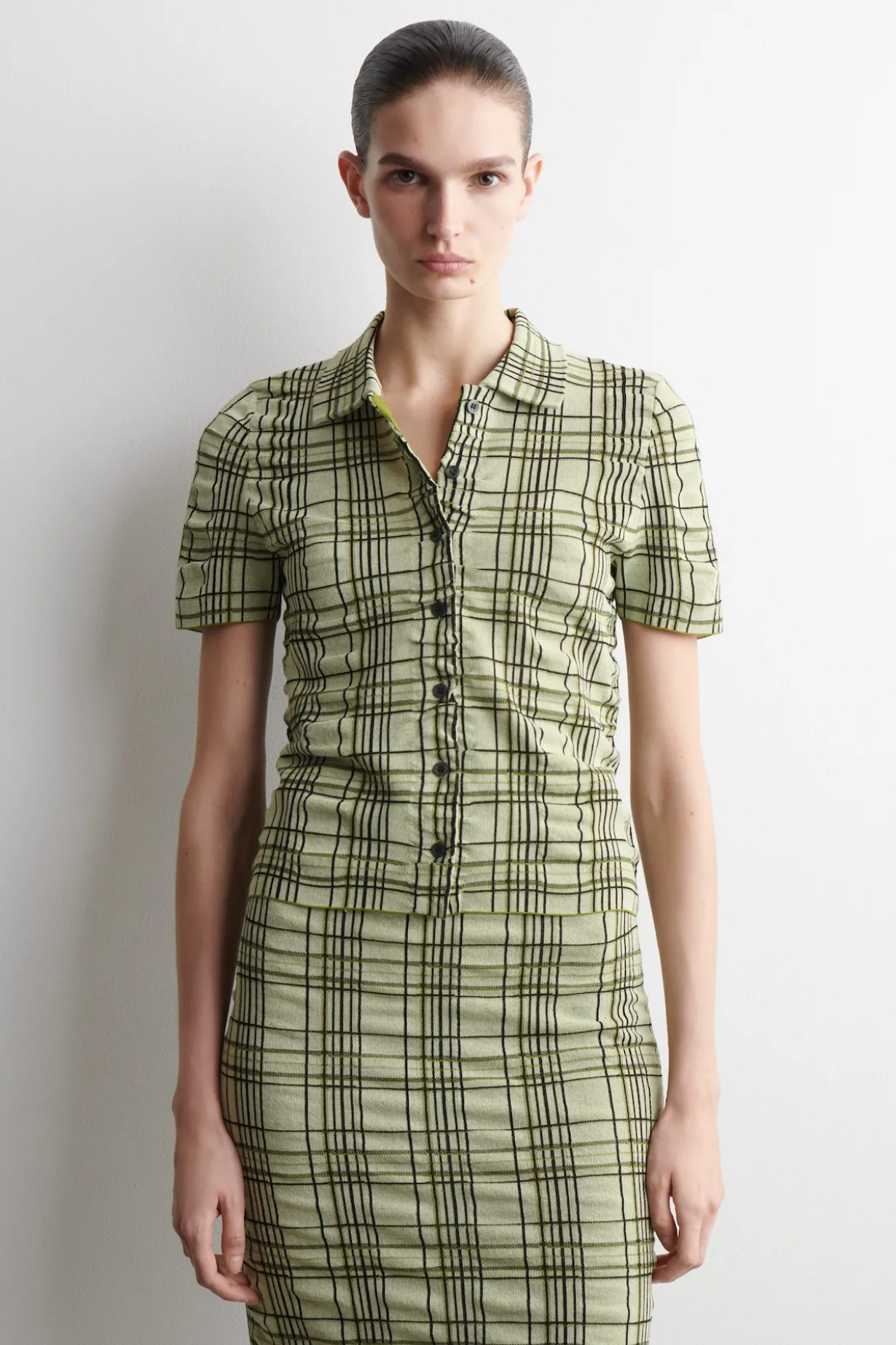 CHECKED COTTON-JACQUARD SHIRT