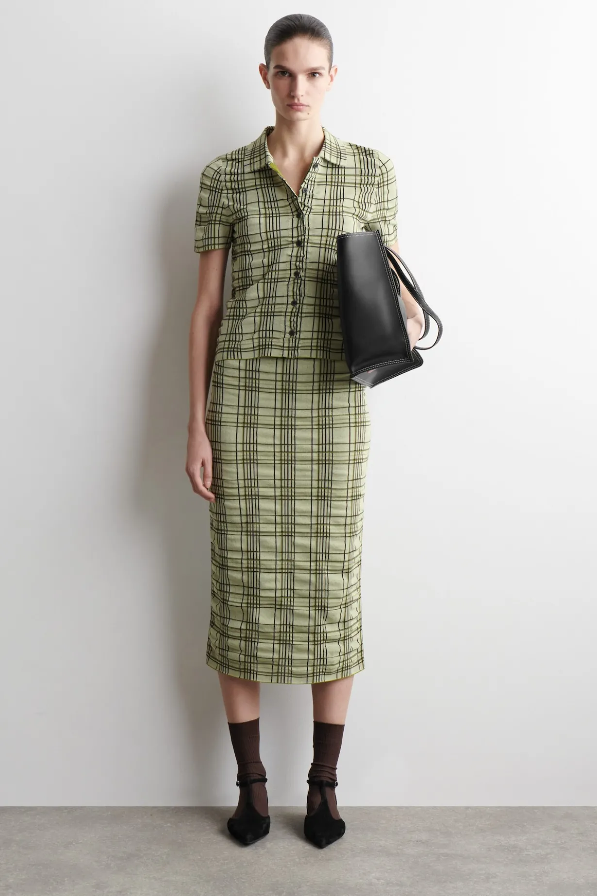 CHECKED COTTON-JACQUARD SHIRT