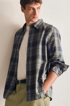 CHECKED COTTON-TWILL SHIRT