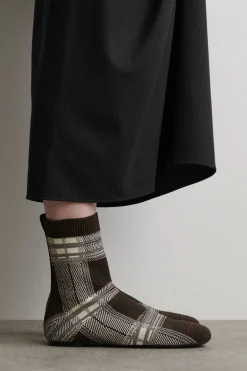 CHECKED KNITTED SOCK BOOTS