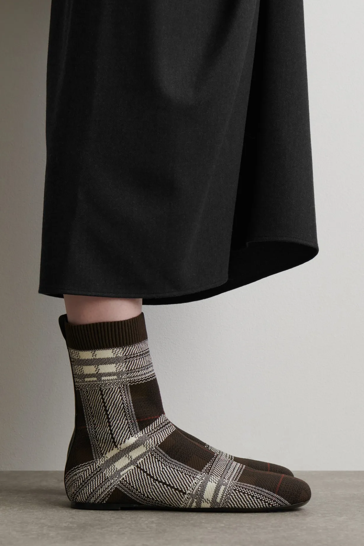 CHECKED KNITTED SOCK BOOTS