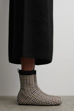 CHECKED KNITTED SOCK BOOTS