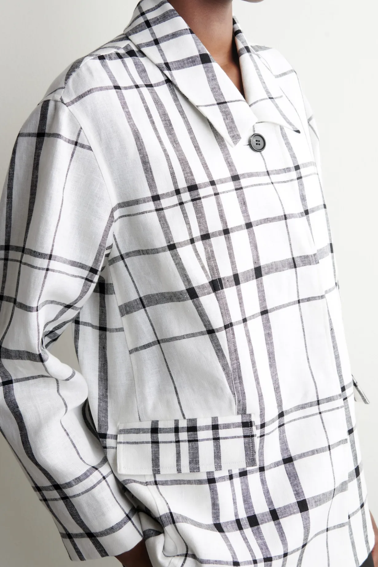 CHECKED LINEN BLAZER