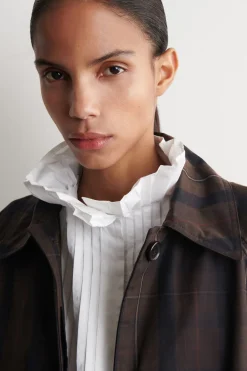 CHECKED WAXED-COTTON CAR COAT