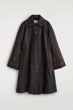 CHECKED WAXED-COTTON CAR COAT