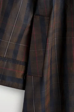 CHECKED WAXED-COTTON CAR COAT