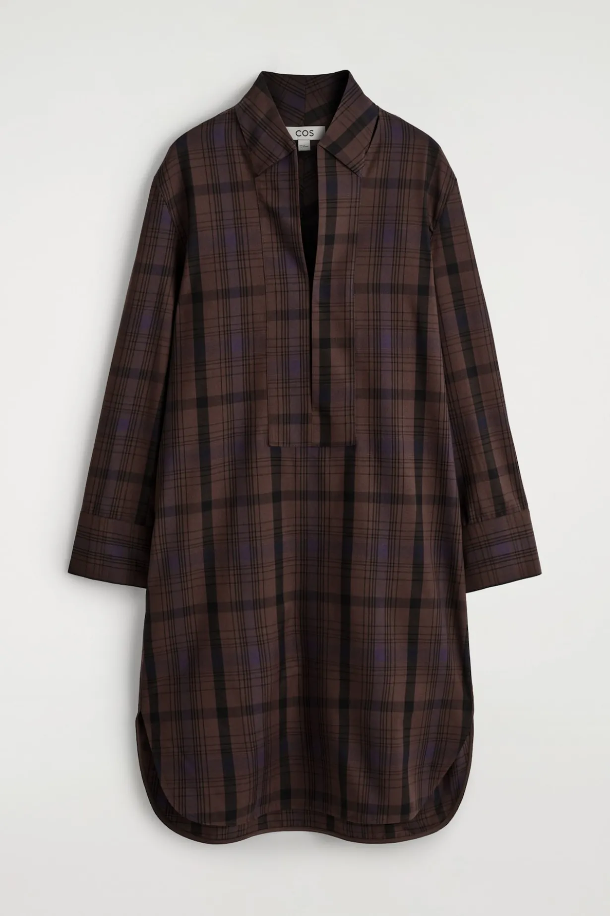 CHECKED WOOL-BLEND SHIRT DRESS